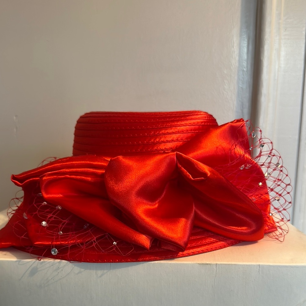 Vibrant Red Satin Hat for Fashionable Flair